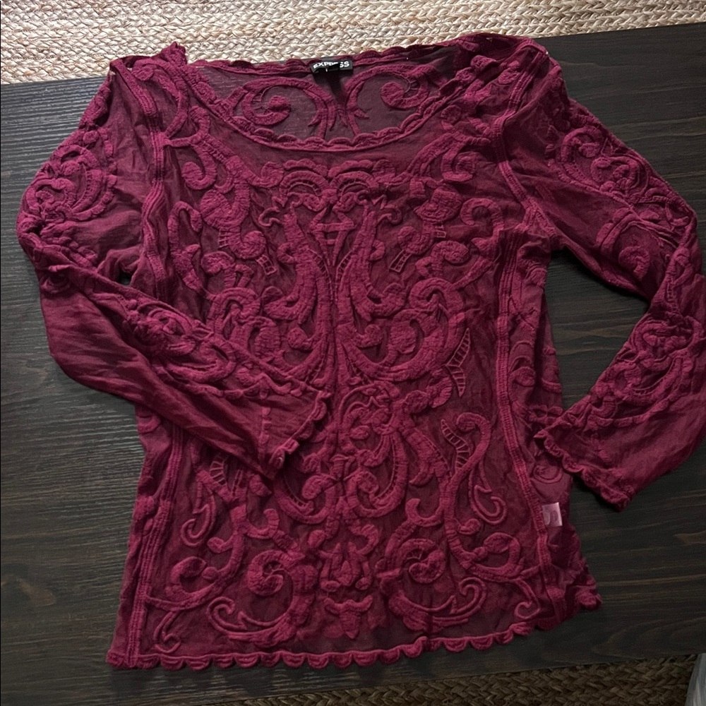 Express Deep Red Lace Blouse